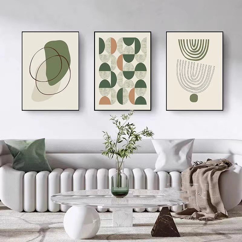 Modern Minimalist Living Room Morandi Abstract Sofa Background Wall Three-piece Painting