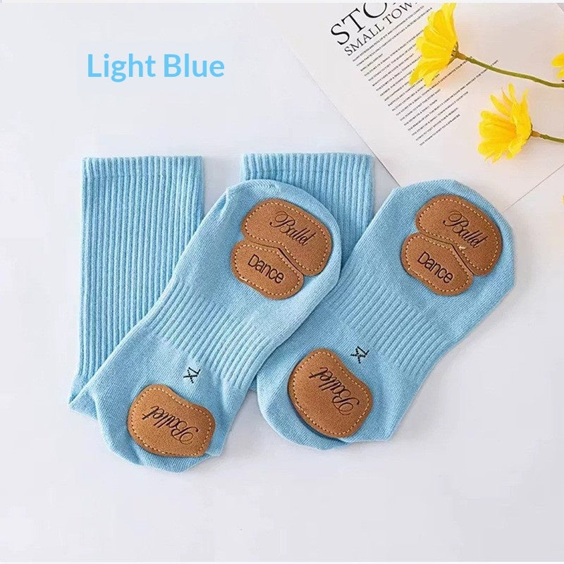 Womens Spring Autumn Dance Socks With Leather Soles Non-slip For Modern Dance Practice
