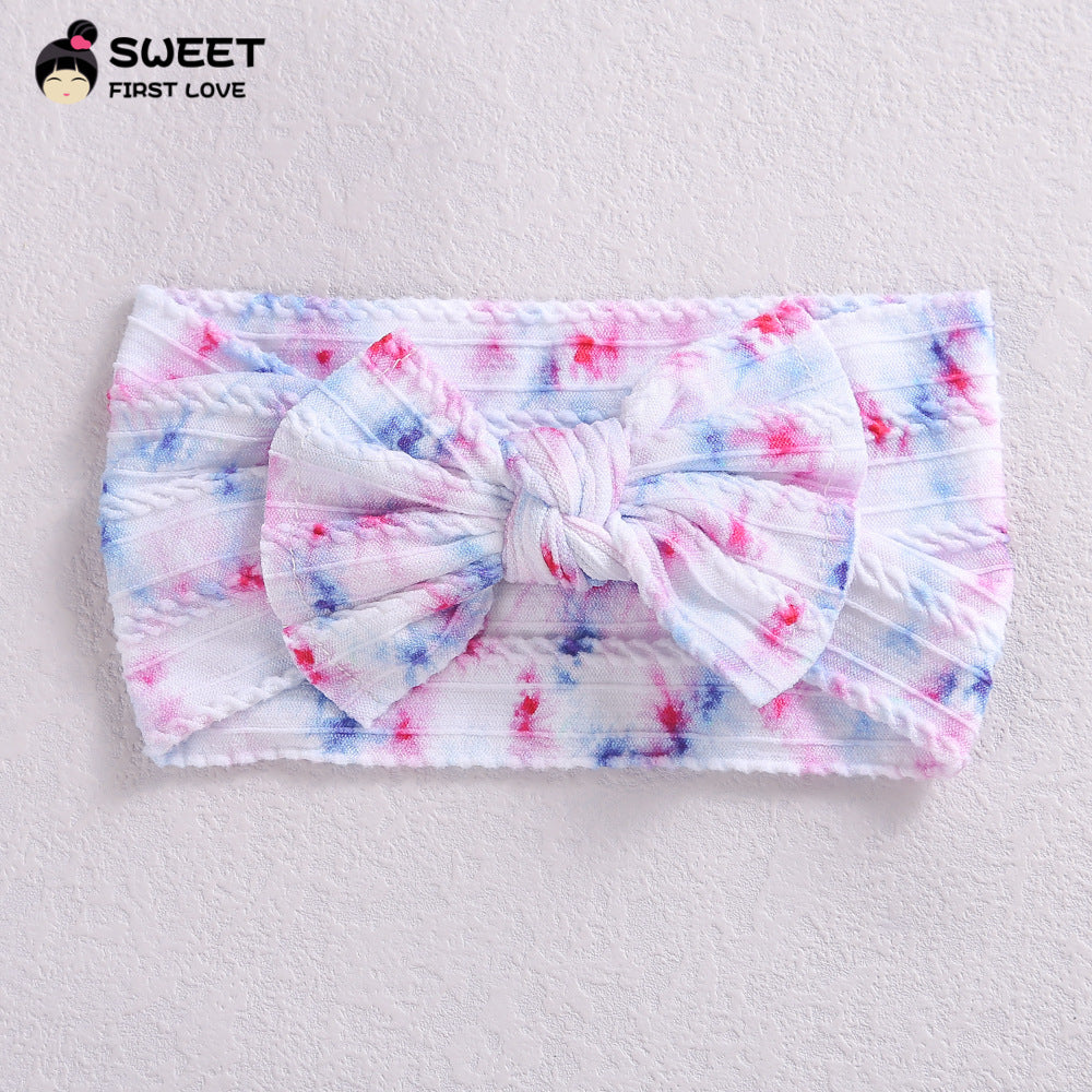 Children's Wide-brimmed Elastic Bow Baby Printed Headband