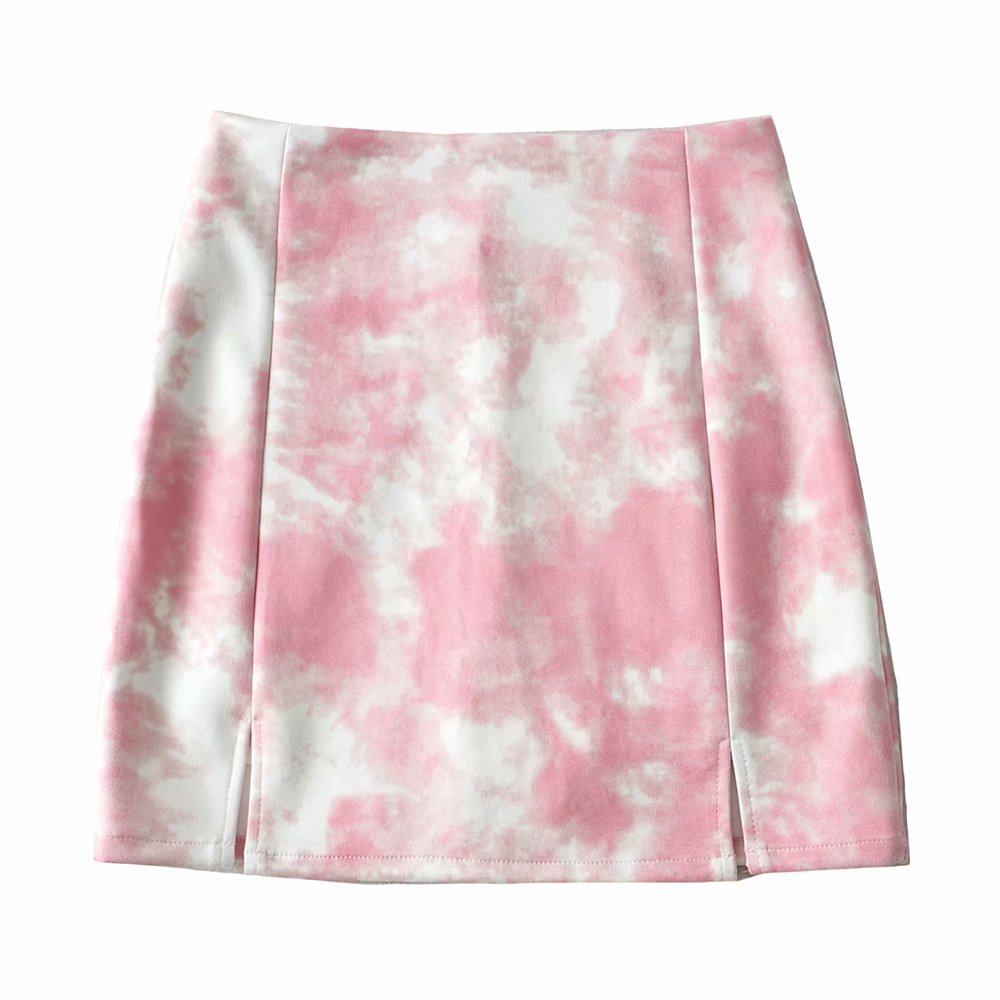 Suede Tie-Dye Skirt Women