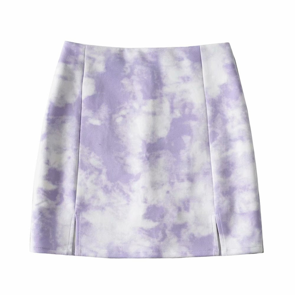 Suede Tie-Dye Skirt Women