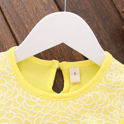 Girls' Skirt Cotton Skirt Solid Color Four Flower Dress