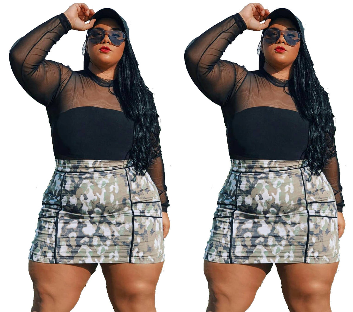 Printed Stitching Plus Size Fat Woman Skirt