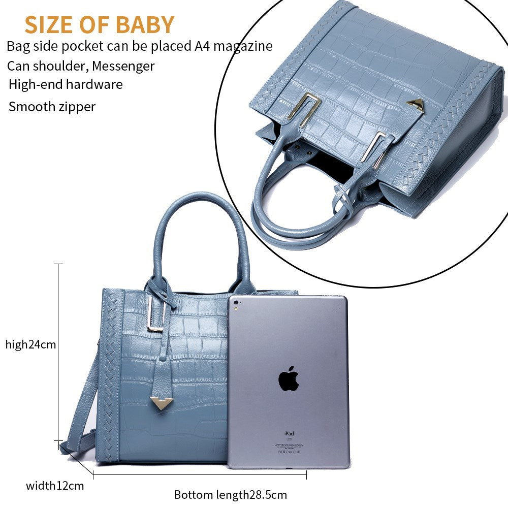 Pattern Woven Handbag Women Leather Handbags