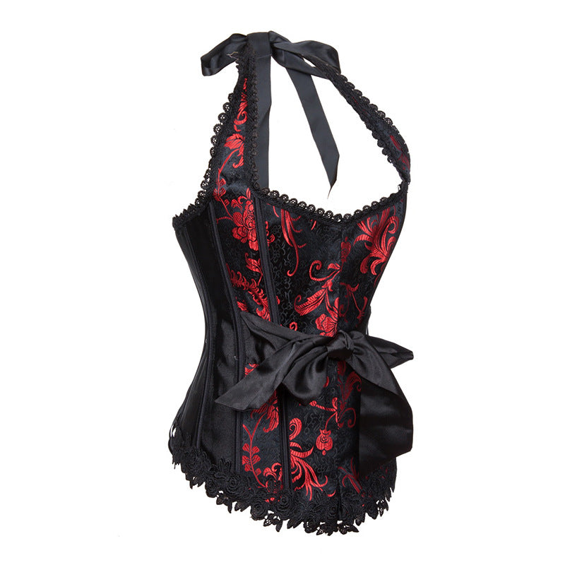 Halter Jacquard Lace Bow Shaper Court Corset