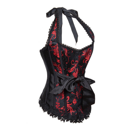 Halter Jacquard Lace Bow Shaper Court Corset