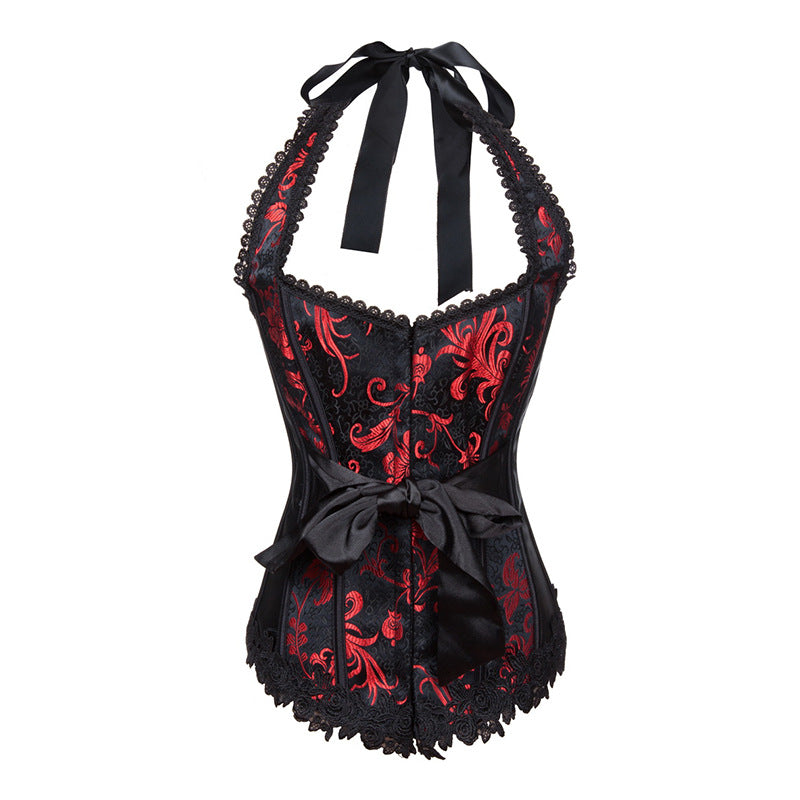 Halter Jacquard Lace Bow Shaper Court Corset