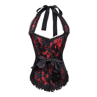 Halter Jacquard Lace Bow Shaper Court Corset