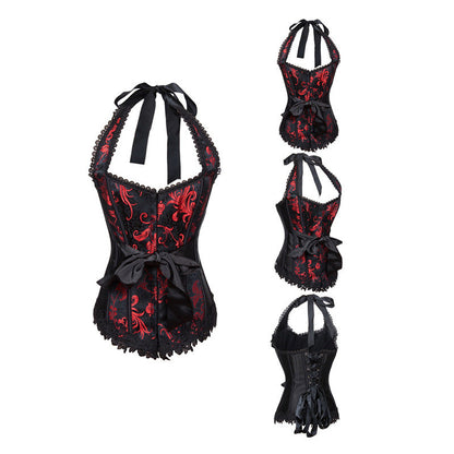 Halter Jacquard Lace Bow Shaper Court Corset