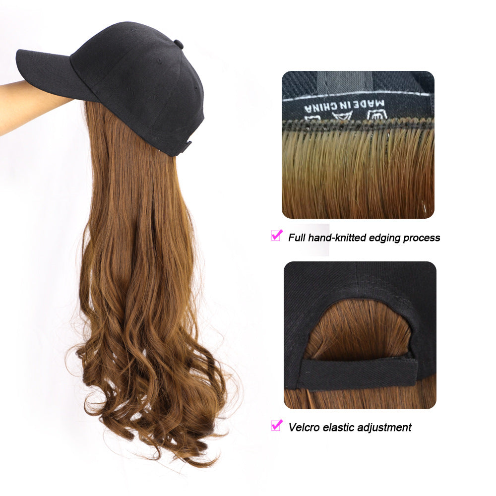 Wig Female Cap Wig Long Curly Hair Natural Big Wave Baseball Hat Wig One