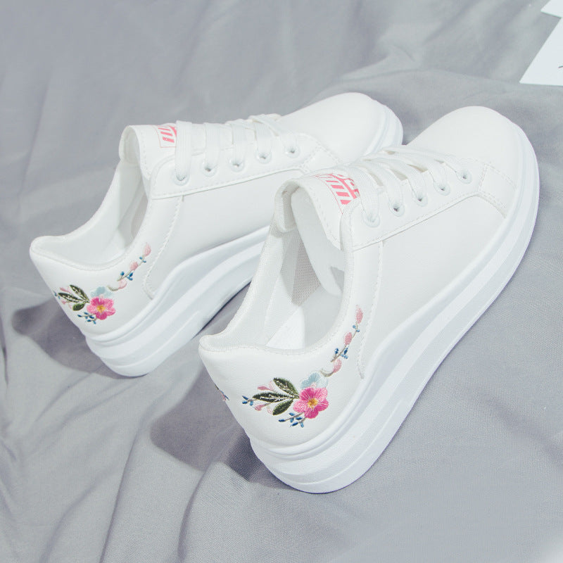 New Casual All-Match Embroidery White Shoes Women