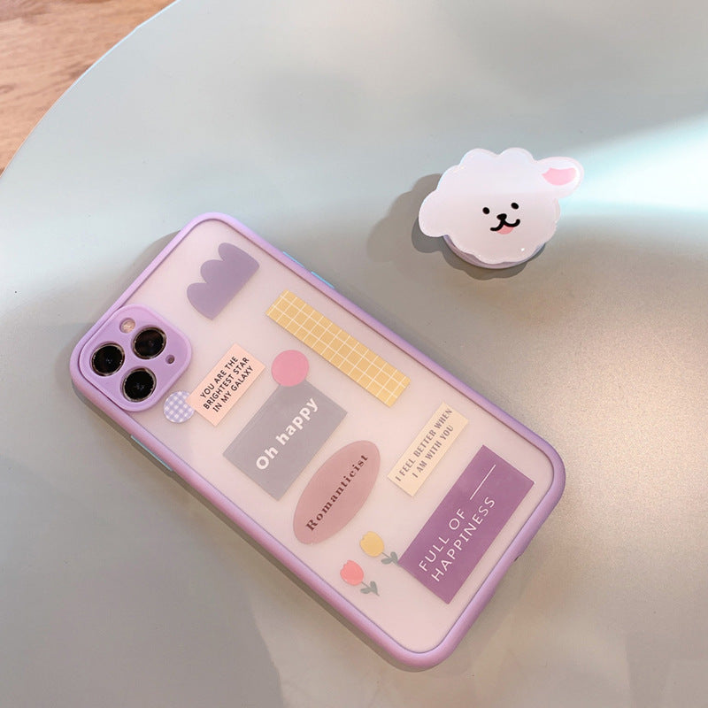 Compatible with Apple , Mobile Phone Case With Bracket Frosted Painted