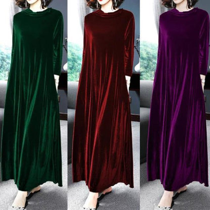 New Style Noble Western Style Plus Size Long Mother Over-The-Knee Dress