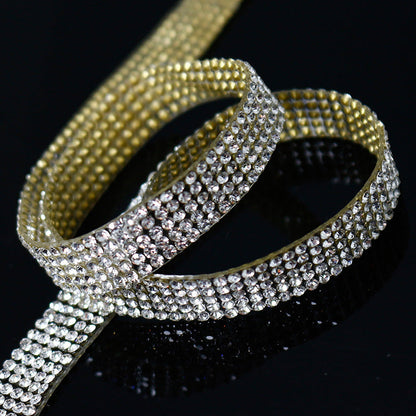Rhinestone Waistband Decorative Strip with Hot Melt Adhesive - 0.4cm to 1.5cm Widths for DIY Crafting