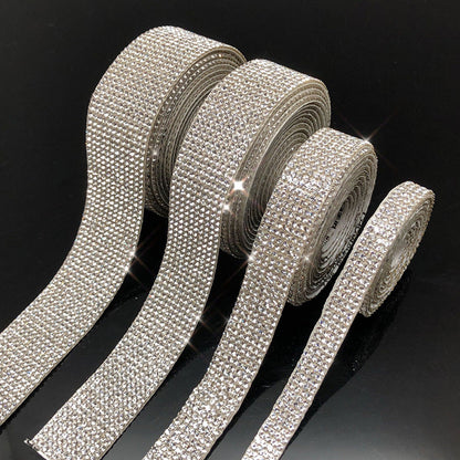 Rhinestone Waistband Decorative Strip with Hot Melt Adhesive - 0.4cm to 1.5cm Widths for DIY Crafting
