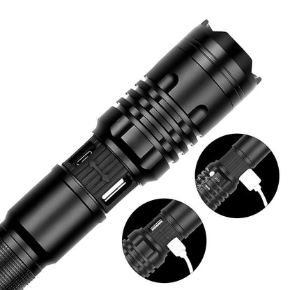 Super Bright Flashlight Zoomable USB Rechargeable Electric Torch