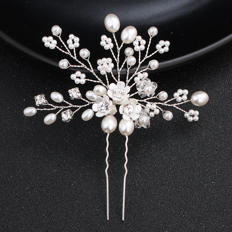 Simple Pearl Rhinestone Bride Headdress