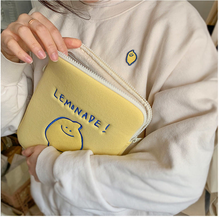 Embroidered Lemon Tablet & Laptop Bag