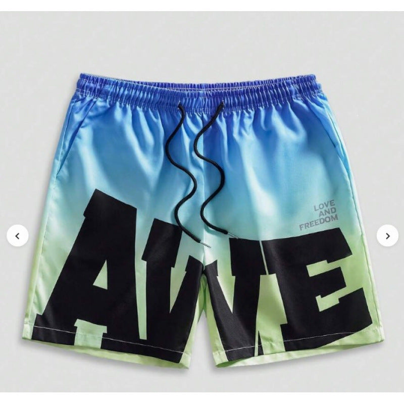 American-style High-street Beach Shorts With A Large 3D Letter Print
