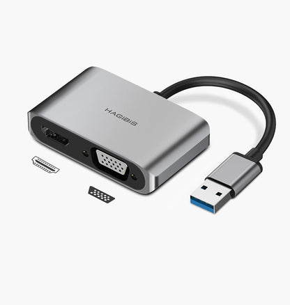 Hagibis USB 3.0 to HDMI-compatible VGA Adapter 4K HD Multi-Display 2in1 USB to HDMI-compatible Converter for Windows 7 8 0 OS