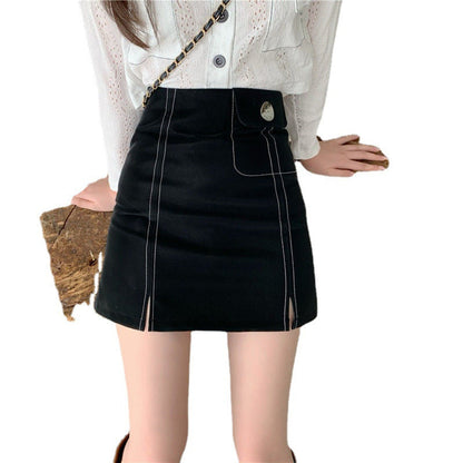 A-Line Skirt Is Thinner, Buttocks Slit Short Skirt Women