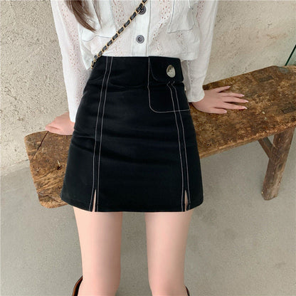 A-Line Skirt Is Thinner, Buttocks Slit Short Skirt Women