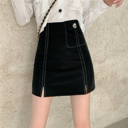 A-Line Skirt Is Thinner, Buttocks Slit Short Skirt Women
