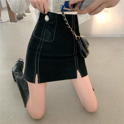 A-Line Skirt Is Thinner, Buttocks Slit Short Skirt Women