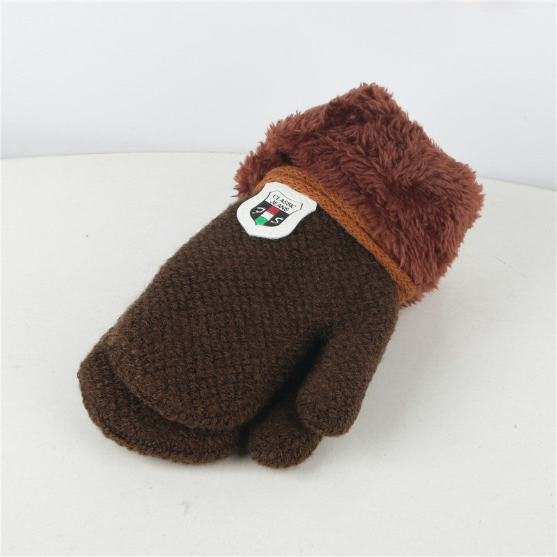 Children's Plush Mitten Knitted Woolen Thick Gloves