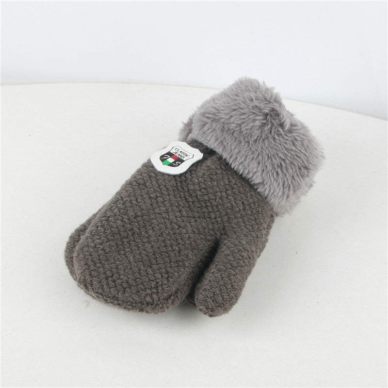 Children's Plush Mitten Knitted Woolen Thick Gloves