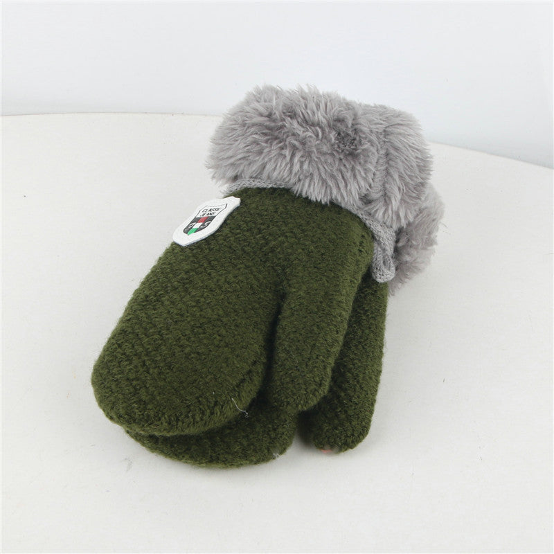Children's Plush Mitten Knitted Woolen Thick Gloves