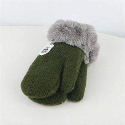 Children's Plush Mitten Knitted Woolen Thick Gloves