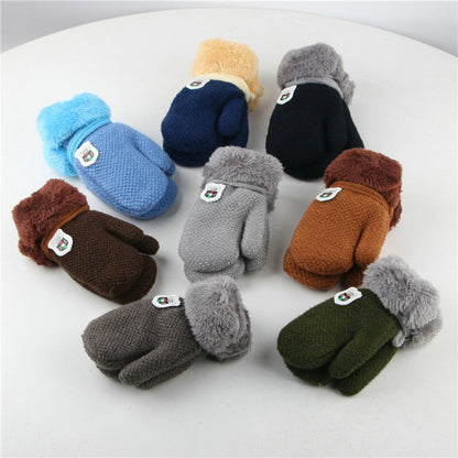 Children's Plush Mitten Knitted Woolen Thick Gloves