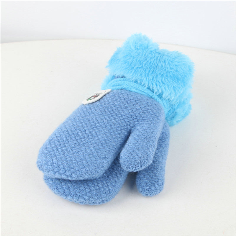 Children's Plush Mitten Knitted Woolen Thick Gloves