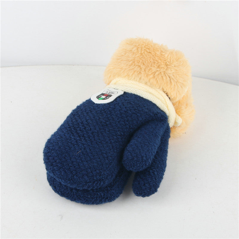 Children's Plush Mitten Knitted Woolen Thick Gloves