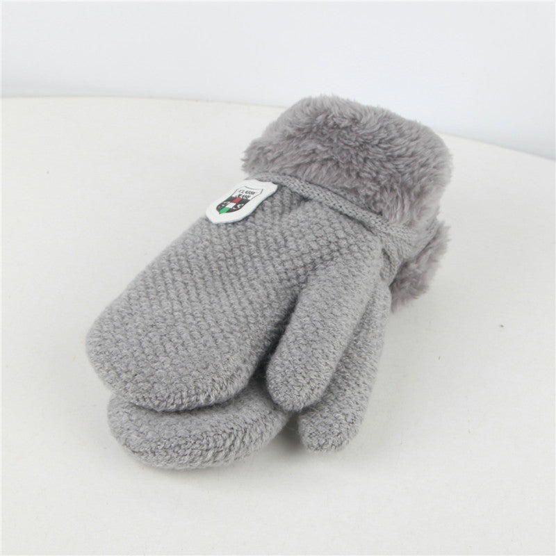 Children's Plush Mitten Knitted Woolen Thick Gloves