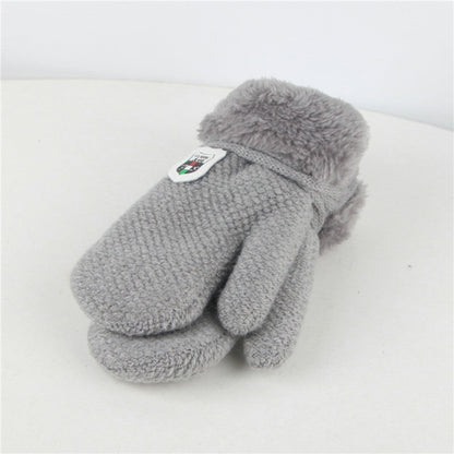 Children's Plush Mitten Knitted Woolen Thick Gloves