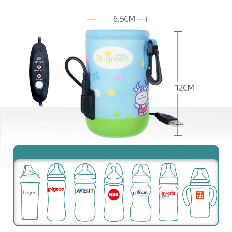 Out Portable Heat Preservation Baby Bottle Bag Car Bottle Warmer Heating Jacket USB