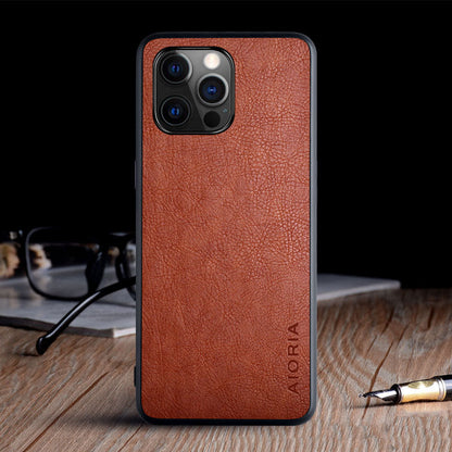 Compatible with Apple, Iphone 12 Pro Max Mobile Phone Case With Lychee Pattern Mobile Phone Case