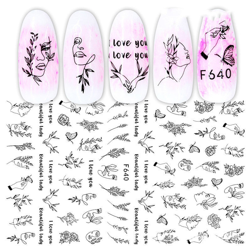 Black and White Rose Nail Decals