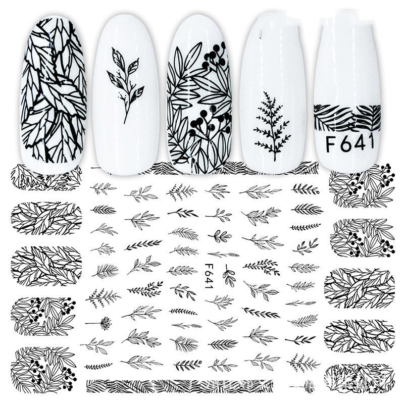 Black and White Rose Nail Decals