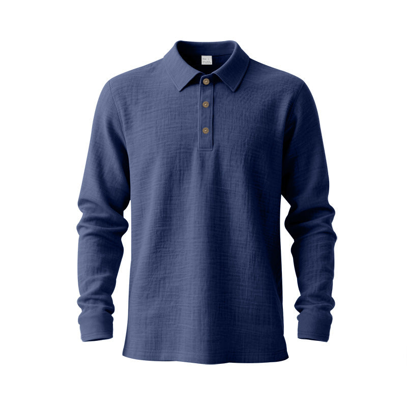 New Cross-Border Amazon Spring And Autumn Linen Polo Long-Sleeve Multi-Color Classic Quick-Dry Breathable Versatile Men's Style