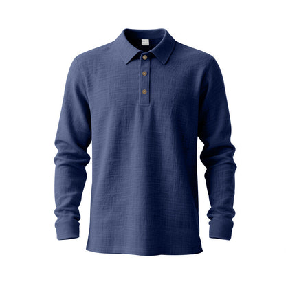 New Cross-Border Amazon Spring And Autumn Linen Polo Long-Sleeve Multi-Color Classic Quick-Dry Breathable Versatile Men's Style