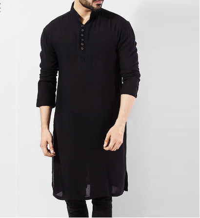 Arabic Style Simple Long Men's Shirt Muslim Robe