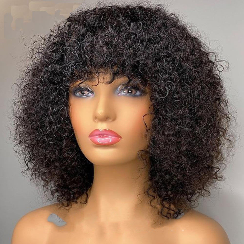 Women's Black African Short Curly Hair Wig