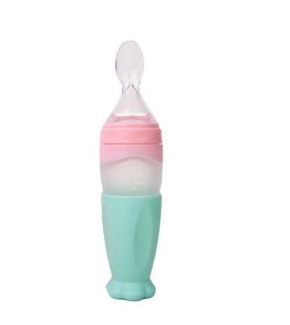 Baby Silicone Rice Cereal Spoon Milk Bottle Squeeze Feeding Spoon Child Complementary Food Spoon Rice Cereal Feeder Rice Cereal Silicone Bottle