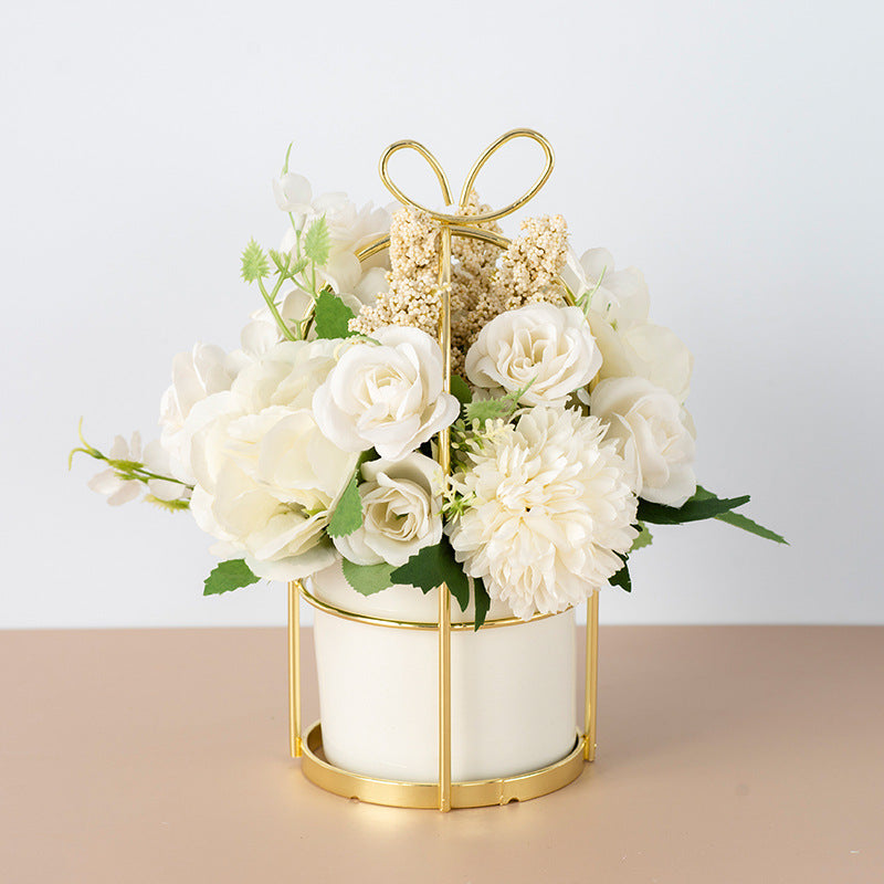 Small Potted Dried Flower Bouquet Decor