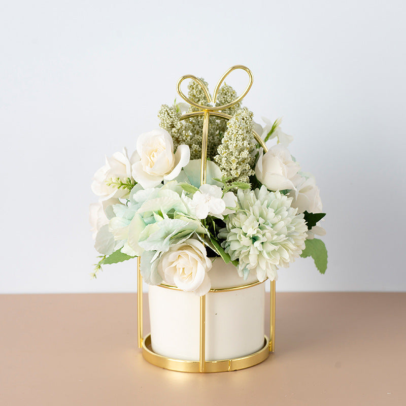 Small Potted Dried Flower Bouquet Decor