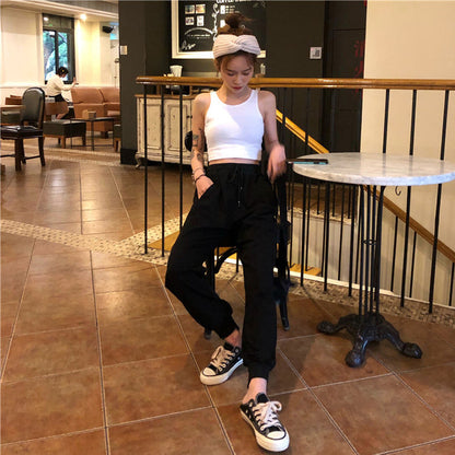 Women's High-Waist White Sports Pants