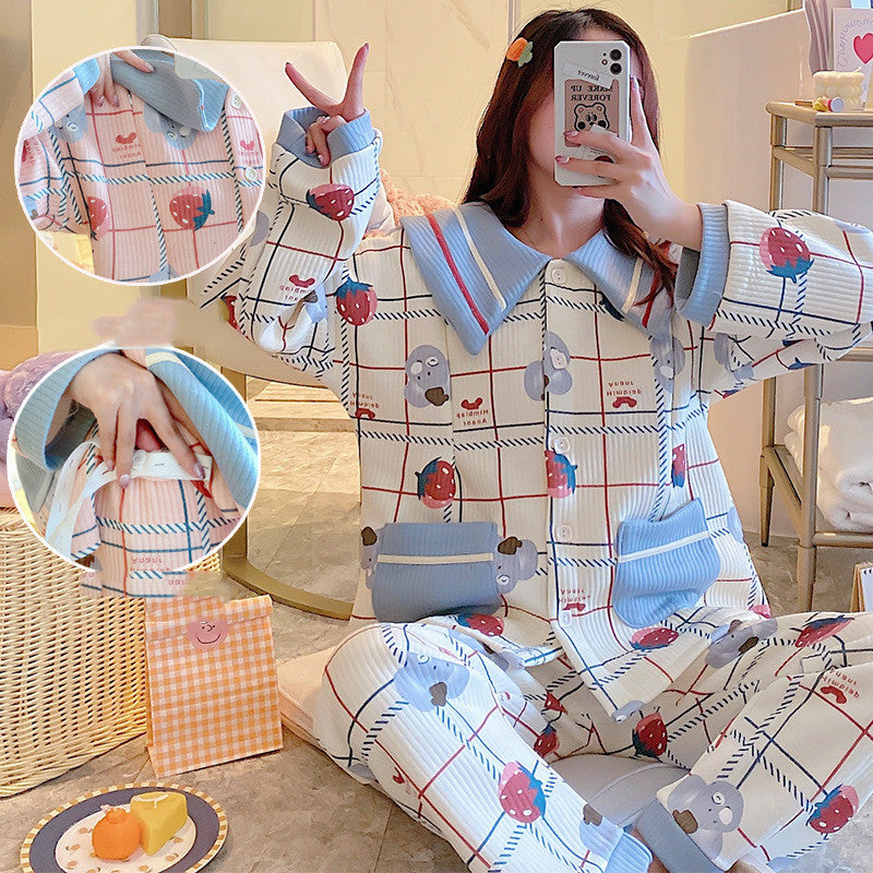 Maternity Pajamas Winter Air Cotton Zipper Confinement Clothing